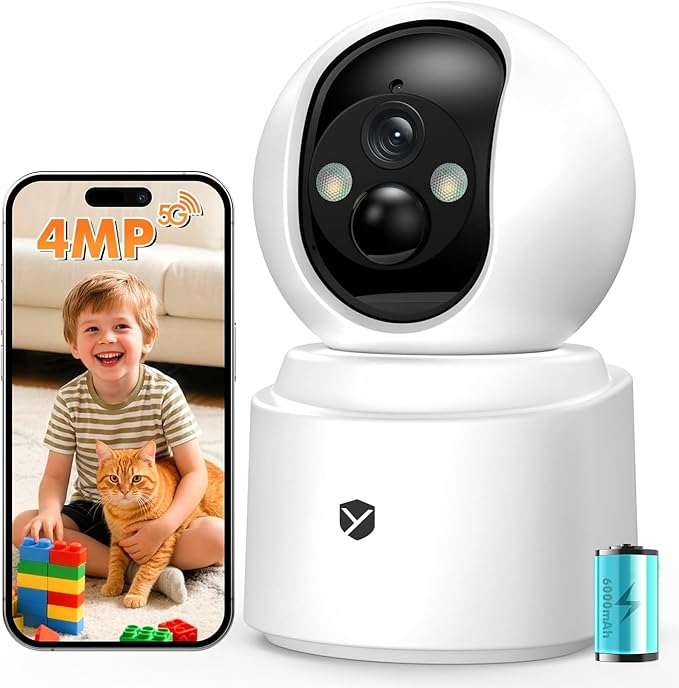 Indoor Camera Wireless, Pet Camera Indoor with Phone App | 4MP Home Cameras Indoor for Dog Kids Elderly Cat, 360° Pan Tilt, Color Night Vision, 2.4/5GHz WiFi, Motion Alerts