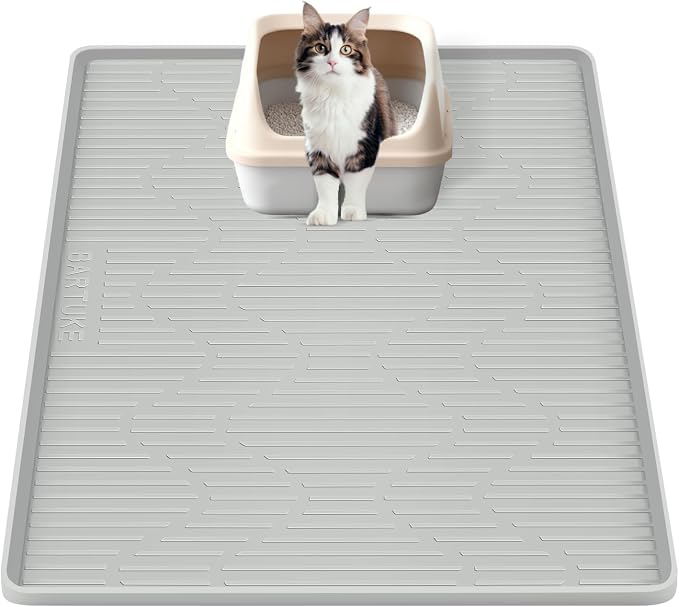 Silicone Cat Litter Box Mat 24"x 24" Extra Large Cat Rubber Mat | Cat Mat for Litter Box, Non-Slip, Waterproof Cat Litter Trapping Mat with Raised Edge, Kitty Litter Mat for Floor, Easy Clean