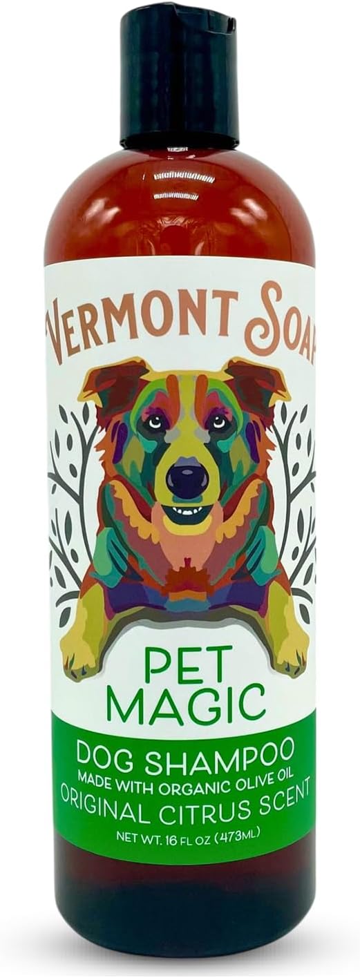 Vermont SOAP Organics Pet Shampoo - Infused with Organic & Natural Olive Oil, Coconut & Aloe Vera Dog Shampoo for Sensitive Skin - USDA Certified Grooming Pet Shampoo - Original Citrus (16oz) | Original Citrus scent, organic olive oil, coconut & aloe v...