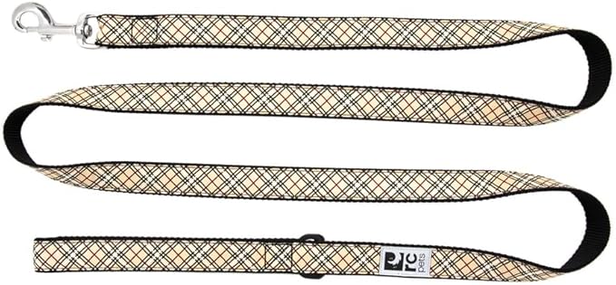 RC Pets 1" x 6 ft Dog Leash, Tan Tartan
