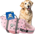 Dog Life Jacket — Premium Swim Vest with SafeChin Anti-Choke Collar | PAWS Aboard Pink | RapidLift Rescue Handle, D-Ring, Reflective Trim | Boating, Kayaking, Pool | Large (50–80 lbs)