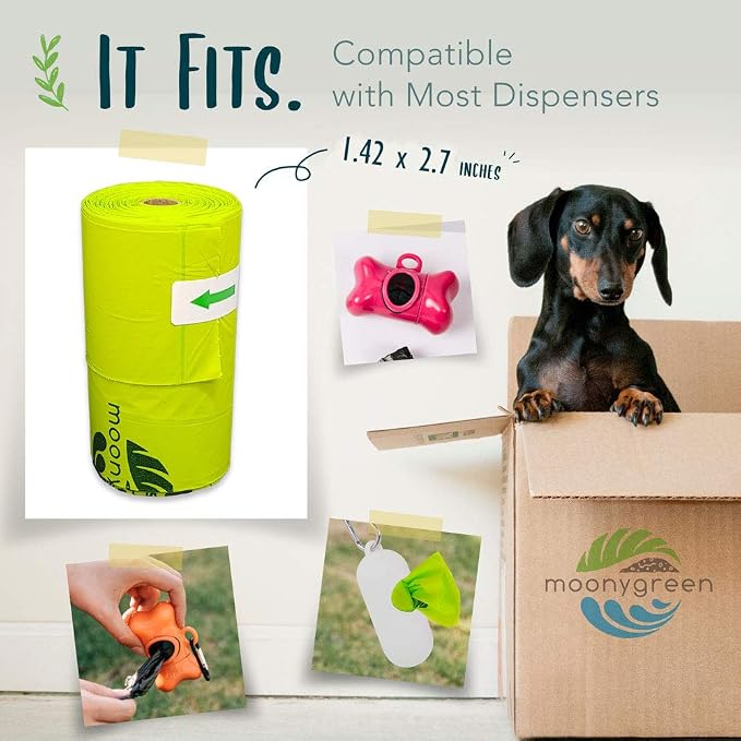 Dog Poop Bag, Compostable Doggie Poop Bags with Handles, Easy-Tie Pet Waste Bags, Eco-Friendly, Unscented, Vegetable-Based, Extra Thick Leak Proof, for Dogs and Cat Scoops, 120 Bags