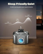Lawfery 3.2L/108oz Wireless Stainless Steel Cat Water Fountain | Battery Operated Cordless Design with 3 Modes, Pet Drinking Fountain for Cats and Small Dogs, 4 Filters & 4 Sponges