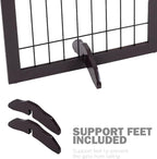 SPIRICH 96-inch Extra Wide 30-inches Tall Dog Gate with Door Walk Through, Freestanding Wire Pet Gate for The House, Doorway, Stairs, Pet Puppy Safety Fence, Support Feet Included(Espresso)