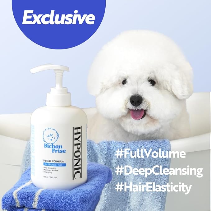HYPONIC Shampoo for Bichon Frise - Hypoallergenic Breed-Specific Shampoo for Bichon Frise for Full Volume, deep Cleansing, and Hair Elasticity (10.14 fl.oz)
