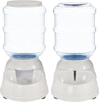 Amazon Basics Automatic Pet Water Dispenser and Gravity Food Feeder Set for Cat and Dog, Easy to Clean, 152fl.oz food feeder, 135.3fl.oz water dispenser, Small, Pack of 2