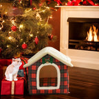 Cat Beds for Indoor Cats, Cute Christmas Plaid Cat Bed Cave - Image 4