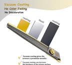 7'' Thinning Dog Grooming Scissors with Decorative Screw Sharp and Durable Black and Gold 440C Stainless Steel Dog Thinner Shears Easy Use for Groomers and Beginners