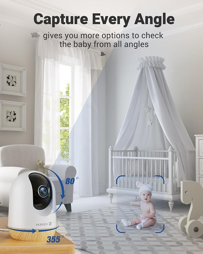 MUBVIEW 5G WiFi Indoor Security Camera No Subscription, Pet Camera with Phone App, Baby Monitor WiFi Smartphone, 2K Night Vision Pan-Tilt Dog Cam, Auto Tracking, 2-Way Audio, SD or Cloud Storage | Phone app, for baby rooms and pets, 2K night vision, pa...