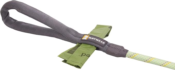 Ruffwear, Knot‑a‑Leash, Climbing‑Inspired Rope Leash, 5 ft Reflective Rope, Secure Auto‑Locking Swivel Carabiner, Tubular Handle, Accessory Loop for Pick‑Up Bags, Moss Green, Large