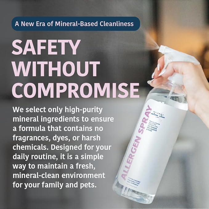 Allergy Asthma Clean Allergen Spray, Pet, Dust Allergies & More 64oz Total | Bottle Plus One Refill, Backed by Science, Fragrance Free, Pet Friendly, Air & Surface