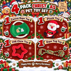 Christmas Dog Toys 4 Pack, Squeaky Plush, Rope Frisbee & Teething Toys - Image 2