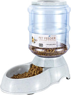 Flexzion Gravity Pet Feeder, Dog and Cat Food Dispenser, 1-Gallon Capacity | Self-replenishing dry food station with non-skid feet and a carry handle; holds approximately 4-6 lb of kibble.
