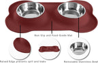 Hubulk Pet Dog Bowls 2 Stainless Steel Dog Bowl with No Spill Non-Skid Silicone Mat + Pet Food Scoop Water and Food Feeder Bowls for Feeding Small Medium Large Dogs Cats Puppies (Medium, Burgundy)