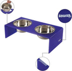 DBL2001F Keaton 7.5" Medium/Large Modern Acrylic Rectangular Elevated Pet Feeder with 54oz 2-Stainless Steel Bowls, Purple/Chrome