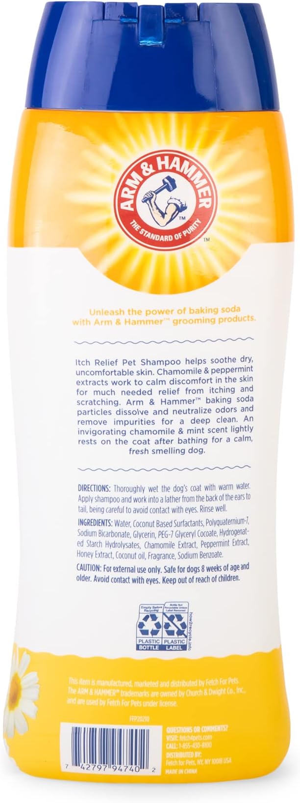 Arm & Hammer for Pets Itch Relief Dog Shampoo with Chamomile and Peppermint, Soothes Dry and Itchy Skin, pH Balanced, Free of Sodium Lauryl Sulfate and Parabens, 20 Fl Oz - 2 Pack