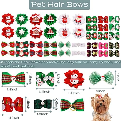 PET SHOW 100pcs/Pack Christmas Small Dog Hair Bows + Dog Bowties + Puppies Collar Flowers Attachment Grooming Set for Holiday Parties Costumes Accessores - Image 3