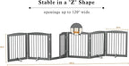 PUPETPO Freestanding Pet Gates with Walk Through Door, Dog Indoor Fence, Dog Gate for The House, Doorway, Stairs, Extra Wide Pet Gate, Support Feet Included, 120 Inch Wide, 6 Panels 24" Tall, Gray