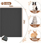 24"x16" Large Dog Food Mat, Silicone Dog and Cat Mats for Food and Water Bowls, Waterproof Raised Edge Pet Feeding Mat for Contain Spills Protects Floors, Multiple Colors & Sizes for Pets, Black