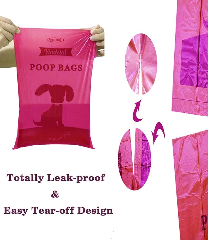 Dog Poop Bags Rolls with Dispenser - Strong Leak Proof - 390 Count Scented | Large 9x13 inch 26 Refill Rolls waste bag for Dog doggie doggy Walks, Cat Litter Cleanup and Everyday Pet Waste Disposal