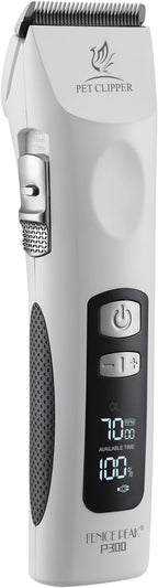 Professional Dog Grooming Clippers with 17H Runtime & Replaceable 440C Blade, 5-Speed Low Noise Electric Dog Shaver for Thick, Matted, Curly Hair, Cordless Clipper for Groomer & Home Use, White