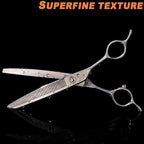 High-end Professional Dog Grooming Curved Thinning Scissors Teeth Blending Shears Pet Texturizing Thinner Blender Shears 7 Inch Extremely Very Sharp Made Of Stainless Steel Alloy For Dog Cat Groomer