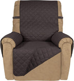 PureFit Reversible Recliner Chair Covers Couch Covers for Dogs, 19 in | Chocolate/Chocolate, Water Resistant Couch Protector, Washable Pet Couch Cover with Non Slip and Elastic Straps For Kids