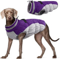FUAMEY Dog Coat for Large Dogs, Fleece Dog Winter Jacket with Harness | Puppy Cold Weather Coats Reflective Pet Puffer Vest with Zipper Water-Resistant Warm Dogs Snowsuit Windproof Purple XXXL
