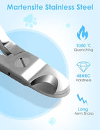 Heavy Duty Dog Nail Clippers for Large Dogs & Thick Nails (Silver) | Upgrade Wide Open Nail Trimmer Cut Like Butter, Professional Full Metal Razor Sharp for All Dogs with Thick Toenails
