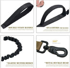 Tactical Dog Collar and Leash Set for Large Dogs with Control Handle，Black | 1000D Heavy-Duty Nylon Fabric,Quick-Release Metal Buckle,Adjustable Fit,Soft-Padded Webbing,D-Ring,for Training & Hiking,M