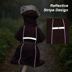 Pet Dog Raincoat Jacket Large Dog Rain Poncho with Transparent Hood, Double-Layer Structure, Adjustable, Waterproof, and Reflective, Suitable for Medium to Large (Wine Red, 2XL)