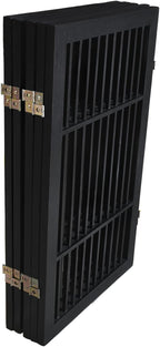 Urnporium Pet Dog Gate Freestanding, Strong Durable Folding Wooden Fence, Portable Acacia Hardwood Safety Barrier for Indoor & Outdoor Use (Black Pet Gate, 5 Panel 30" Tall)