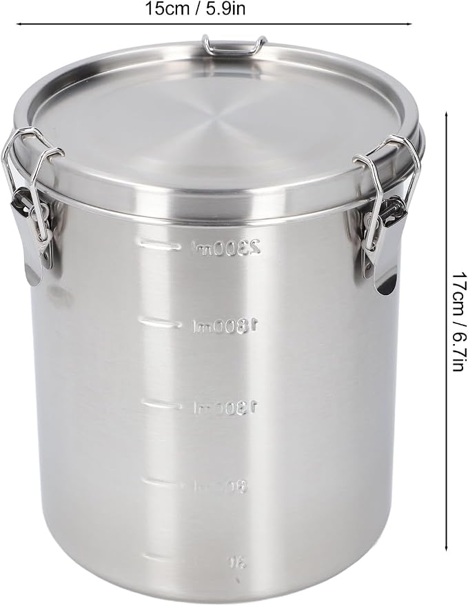 Metal Dog Food Storage Container, Stainless Steel Airtight Pet Food Canister with Lid, Cat Dog Food Holder Bin Cookie Jar Treats Container for Home Kitchen Farmhouse (2500ML)