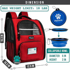 PetAmi Dog Backpack Carrier for Small Medium Dogs Large Cats up to 18 lbs, 2 Side Entry, Structured No-Collapse Frame, Airline Approved Ventilated Pet Backpack for Hiking Camping Travel Vet, Red