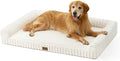 COZY KISS Ultra Soft Faux Rabbit Fur Dog Bed for Extra Large Dogs – 48"x35" Orthopedic Foam Couch, Removable Washable Cover & Waterproof Lining, Tie-Dye Brown