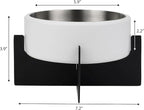 DBL3000E Intersecta Small/Medium Concrete and Stainless Steel Bowl 16oz (2 Cups) with Metal Stand Pet Feeder, White/Black