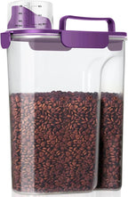 LEAWALK 5-7Lbs Airtight Pet Storage Container, Upgraded Large Nozzle With Handle Design For Cat Dog Bird Food and for Small Animal Kibble, Oatmeal, Rice, Flour, Brown Sugart-Deep Purple