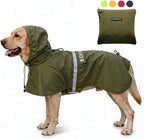 Pet Large Dog Raincoat Apparel Poncho Waterproof for Medium Large Sized for Dog Raincoat Clothes Jacket (4XL, Green)
