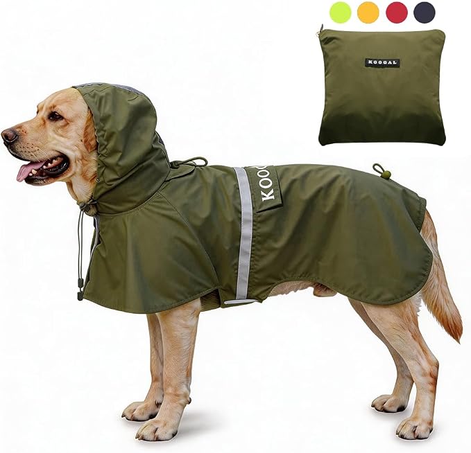 Pet Large Dog Raincoat Apparel Poncho Waterproof for Medium Large Sized for Dog Raincoat Clothes Jacket (4XL, Green)