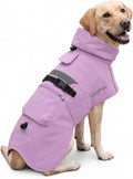 Luciphia Dog Raincoat, Adjustable Hooded Reflective Jacket with Pocket | Purple X-Large dog rain jacket with leash hole, buckle-on, non-stick fur. For daily walks