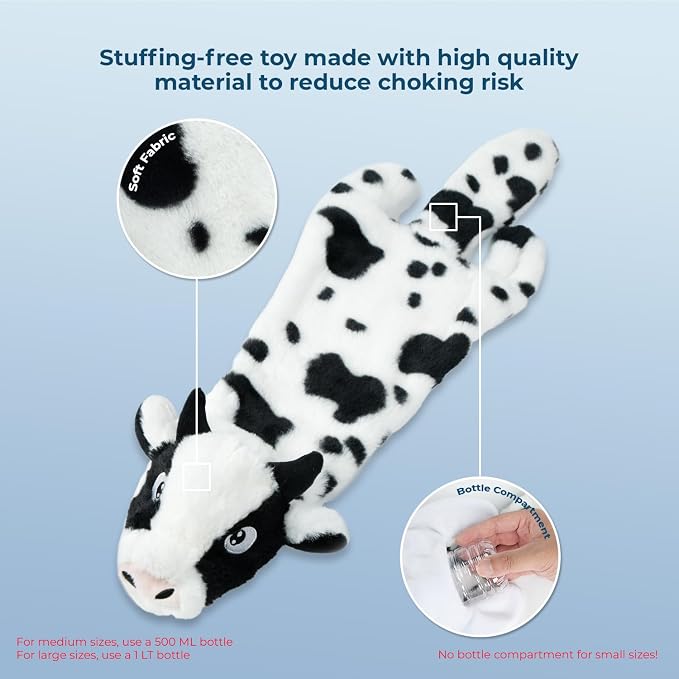 Best Pet Supplies Squeaky Dog Toys with Soft Durable Fabric for Small, Medium and Large Pets Interactive Toy for Indoor Play, Supports Active Biting and Play - Sheep, Cow, Medium