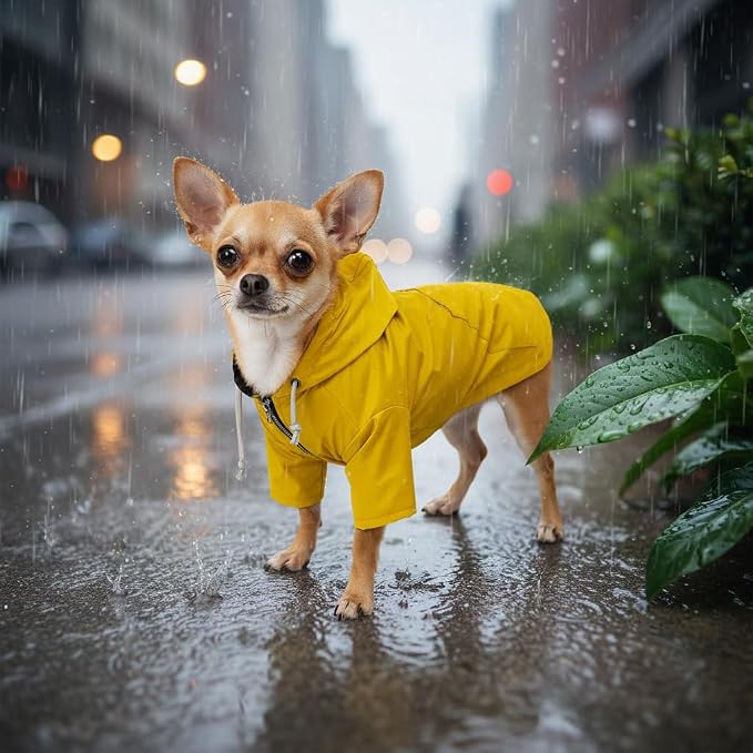 Dog Raincoat rain Jacket Raincoat Dogs Waterproof Small Medium Breeds Zip Closure Storage Pocket Harness Hole Yellow XXL