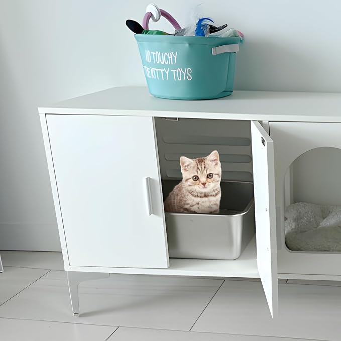 Stainless Steel Litter Box, Metal Litter Box High Sided 18"x14"x6" | Cat Litter Box Easy to Clean, Non-Stick Litterbox for Cats or Kittens, No-Smell Pet Supplies Toilet Tray