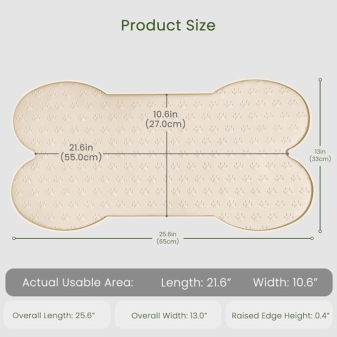 PWTAA Dog Food Mat Anti-Slip Silicone Dog Bowl Mat Thicker Pet Placemat Waterproof Cat Feeder Pad with Raised Edge Puppy Kitten Feeding Mats Suitable Small Medium-Sized Dogs Cats Eating Tray - 2PCS