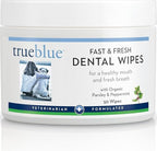 TrueBlue Parsley & Peppermint Fast and Fresh Dog Dental Wipes – Pre-Moistened Teeth Cleaning Pads - Non-Toxic, All-Natural Tooth Cleansing– 50 Count