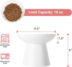 CEEFU 2-Pack Extra Wide Elevated Ceramic 6.2" Shallow Cat Food Bowls | Cat Dish for Whisker Fatigue Relief, 5" Height for Easy Feeding, Durable Raised, White