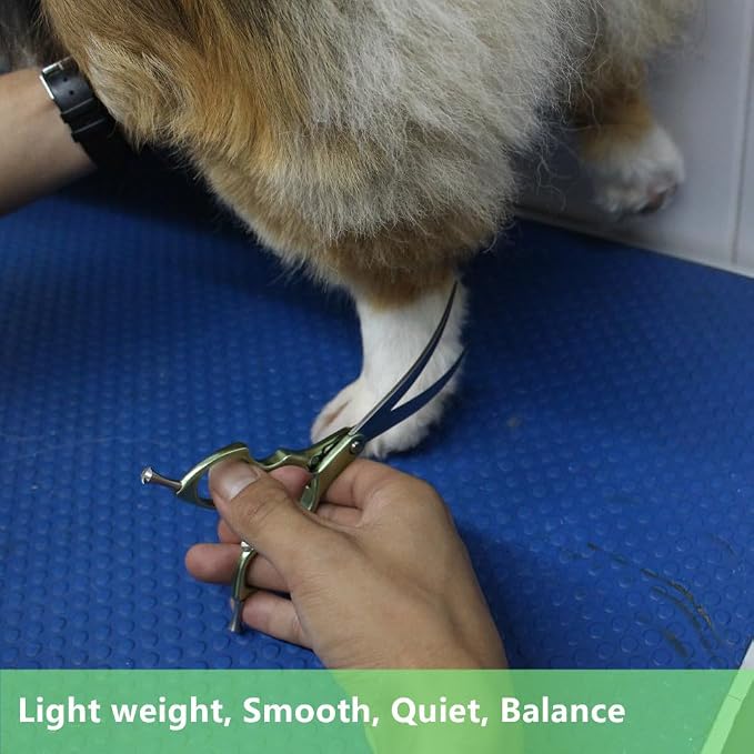 HASHIMOTO Curved Scissors for Dog Grooming, 6.5 inch, Extremely Lightweight | Ultralight Aluminum Handles, 440C Stainless Steel, 30 Degree of Curved Blade