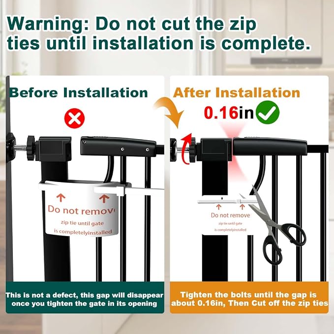 Fairy Baby 40.5" Extra Tall Baby Gate No Drill, 54.8"-60.2" Extra Wide Dog Pet Gate, Safety Child Toddler Gate, Metal Tension Auto Close No Climb Fence Barrier Pet Cat Gate for Stairs Doorway, Black