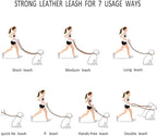 Multi Function 8ft Leather Dog Leash, Genuine Leather Leash Hands Free Dog Training Leashes for Medium and Large Dogs (8 Foot*5/8 inch, Brown)
