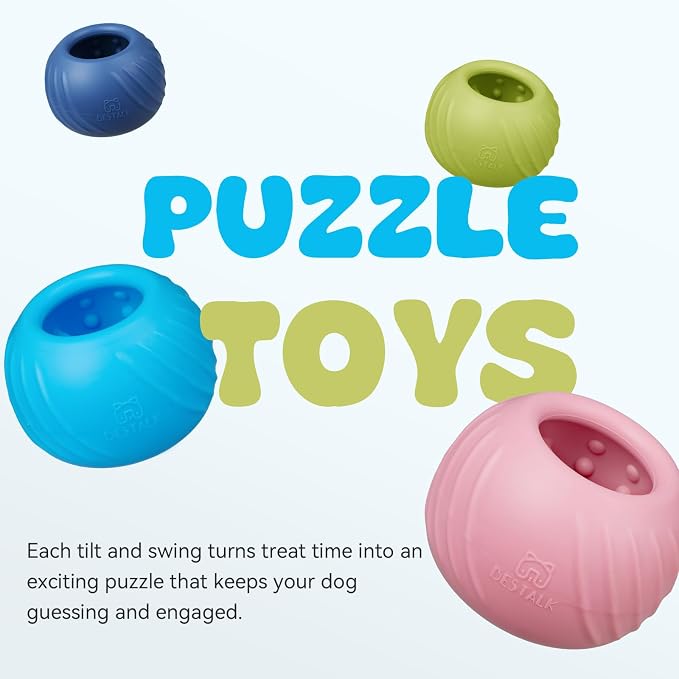 Long-Lasting Dog Lick Toy, Wobbly Dog Enrichment Lick Bowl to Keep Dogs Busy, Interactive Stuffable Dog Treat Feeder for Boredom, Silicone Treat Dispensing Chew Toy(Light Blue,L)